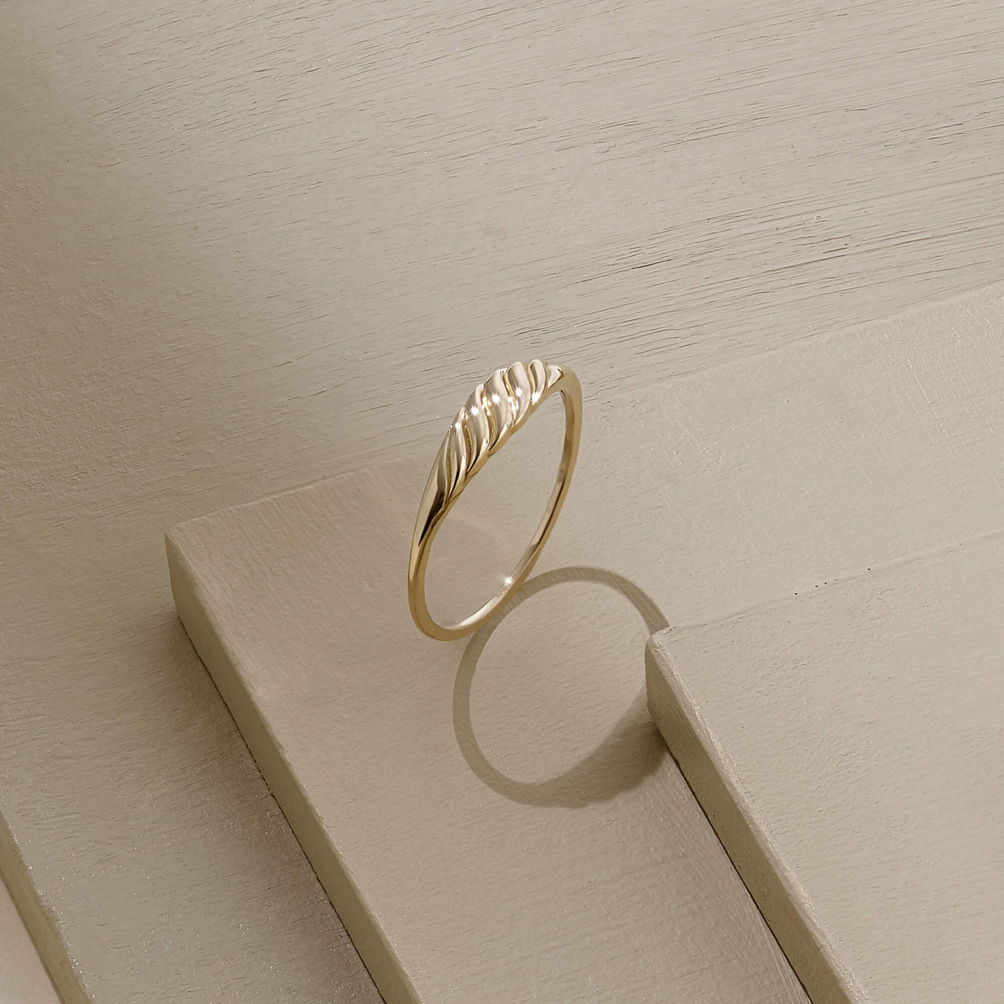14k Real Gold Slim Croissant Stacking Ring