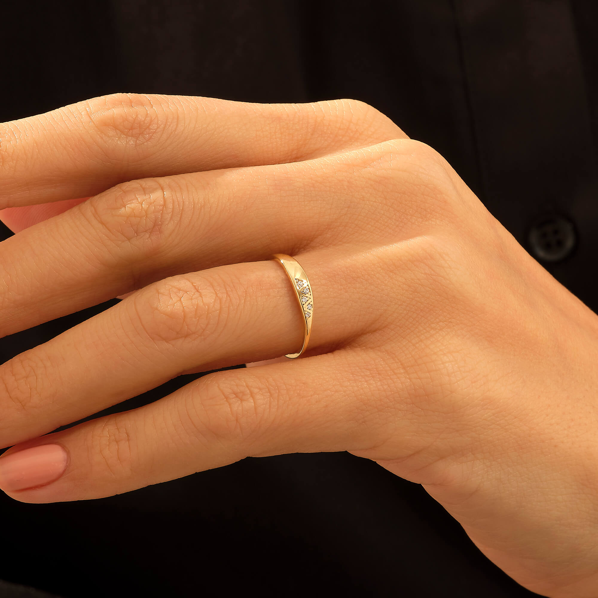 Women's Small Pave Signet Ring in 14k Real Gold