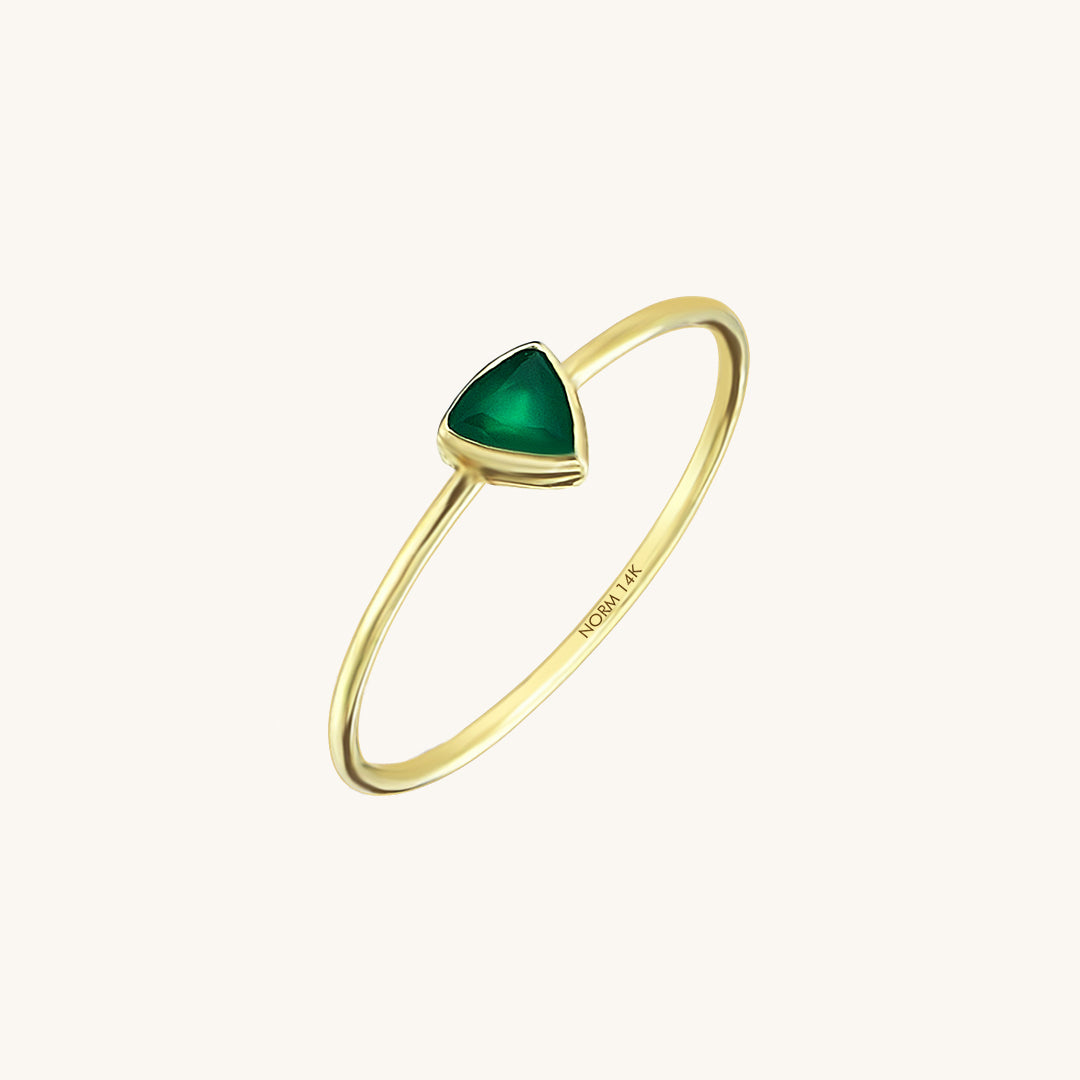 14k Gold Stackable Triangle Agate Solitaire Ring for Women