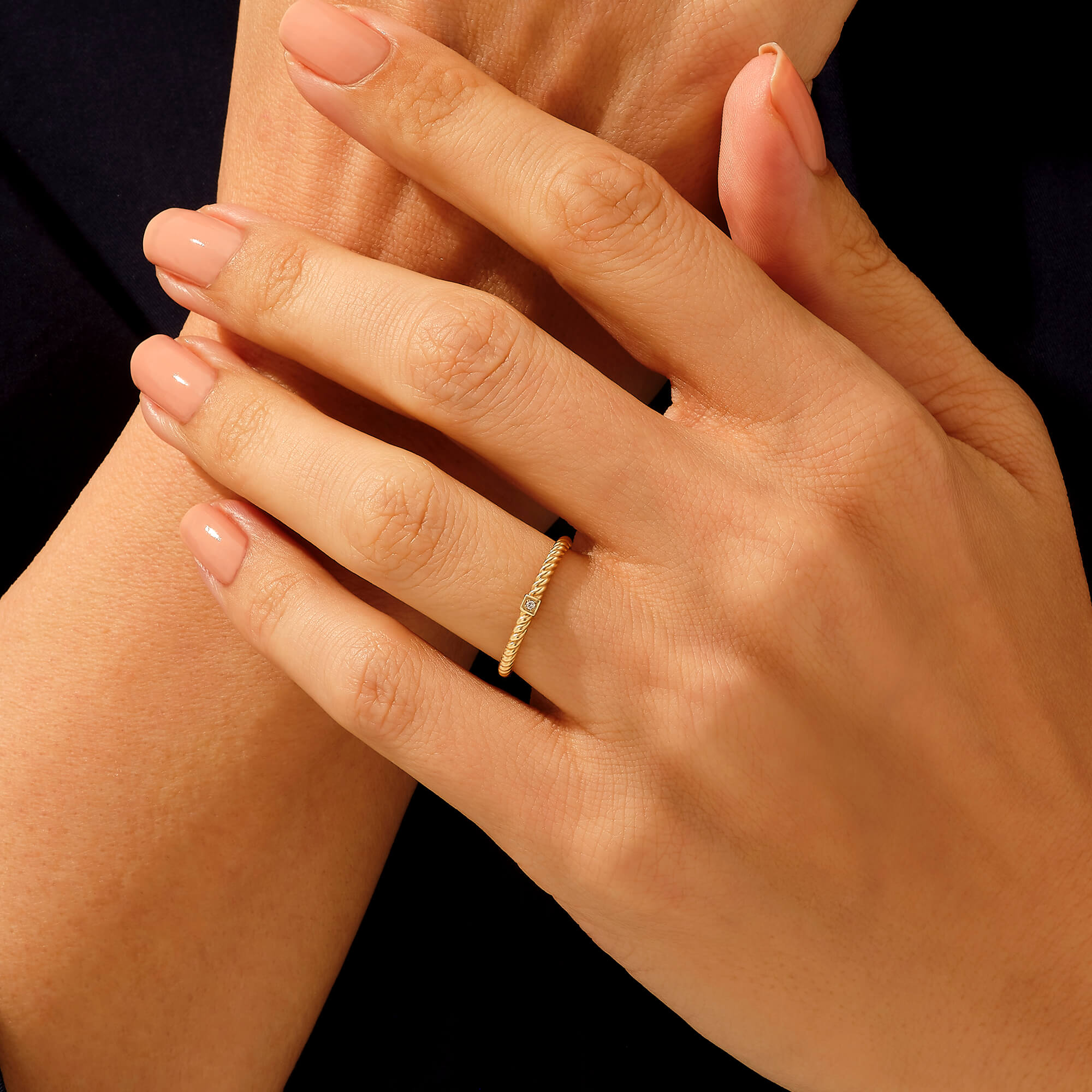 14k Gold Yellow Gold Twined Solitaire Ring