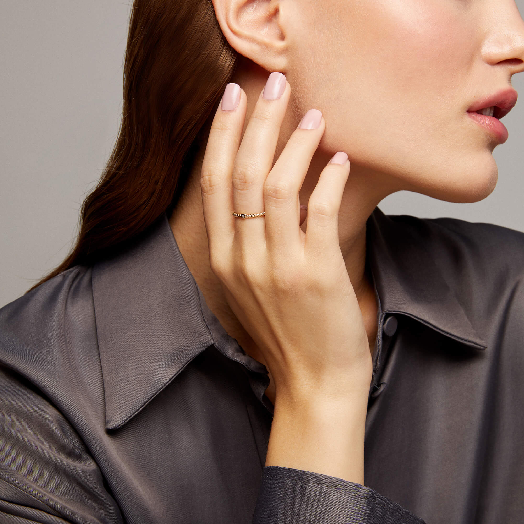 Dainty Twined Solo Ring in 14k Solid Gold