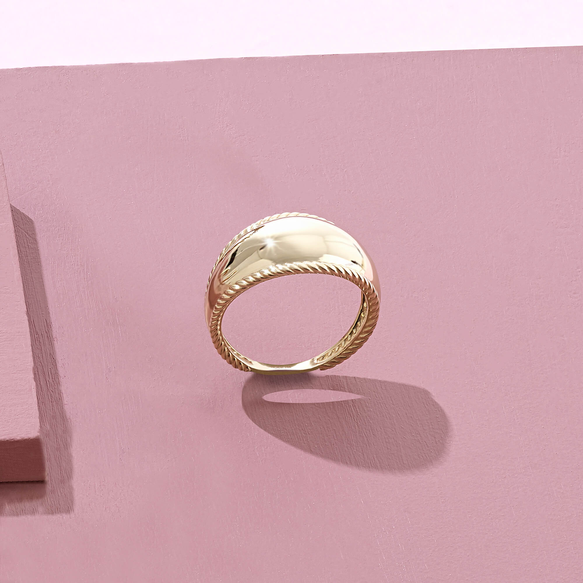 Chunky Twisted Dome Ring in 14k Real Yellow Gold