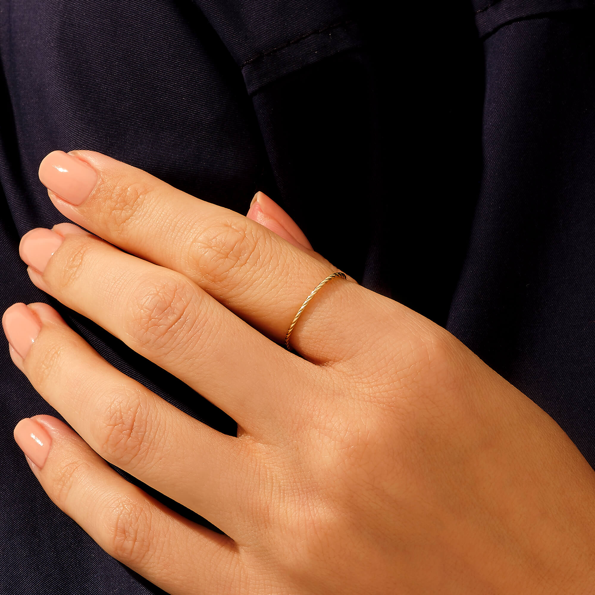 14k Real Yellow Gold Stacking Twisted Ring