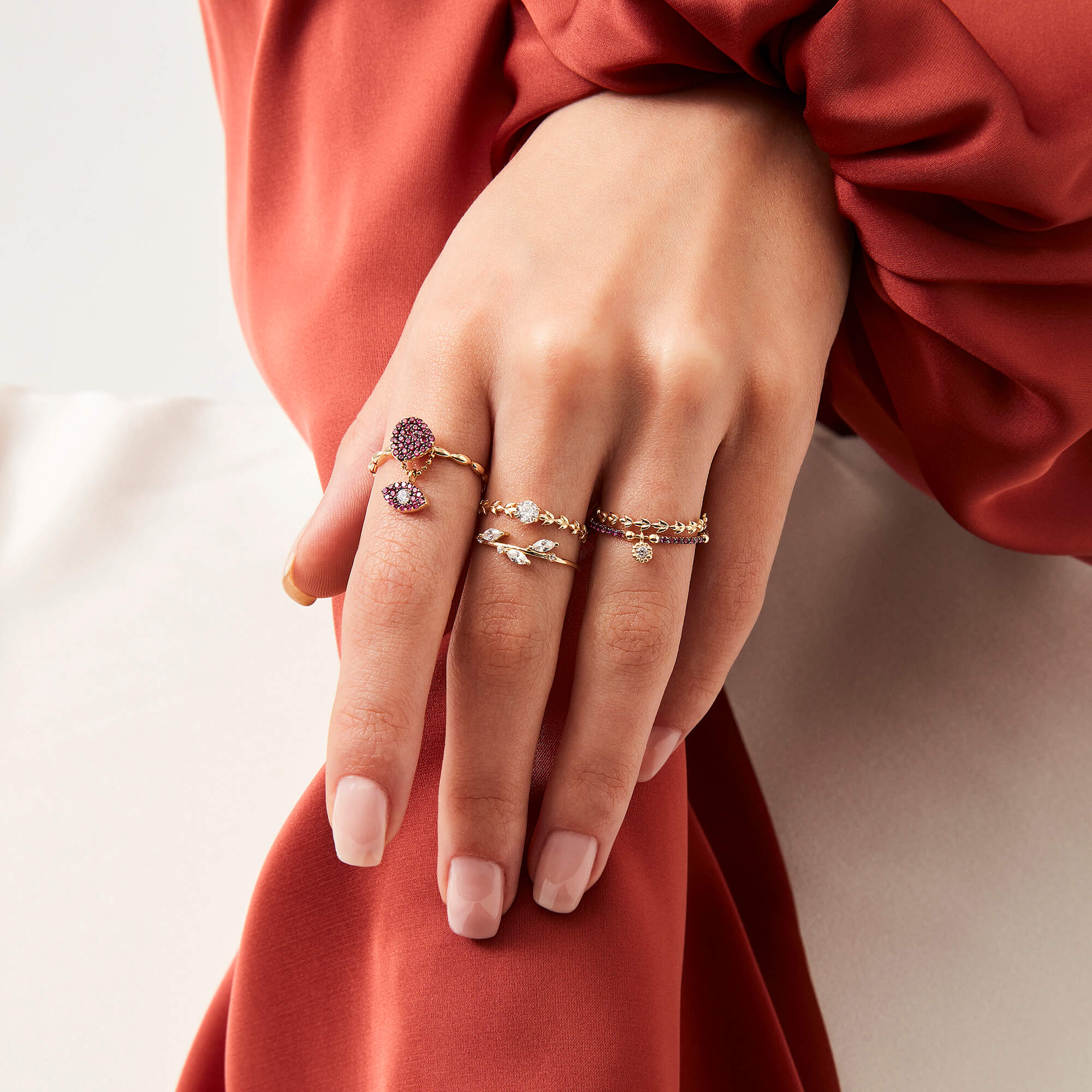 Stackable Vine Ring in 14k Real Yellow Gold