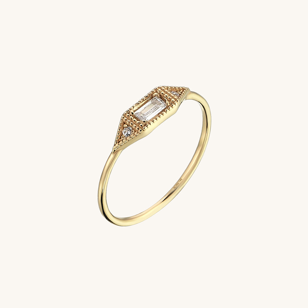 Women's 14k Solid Gold Vintage Baguette Signet Ring