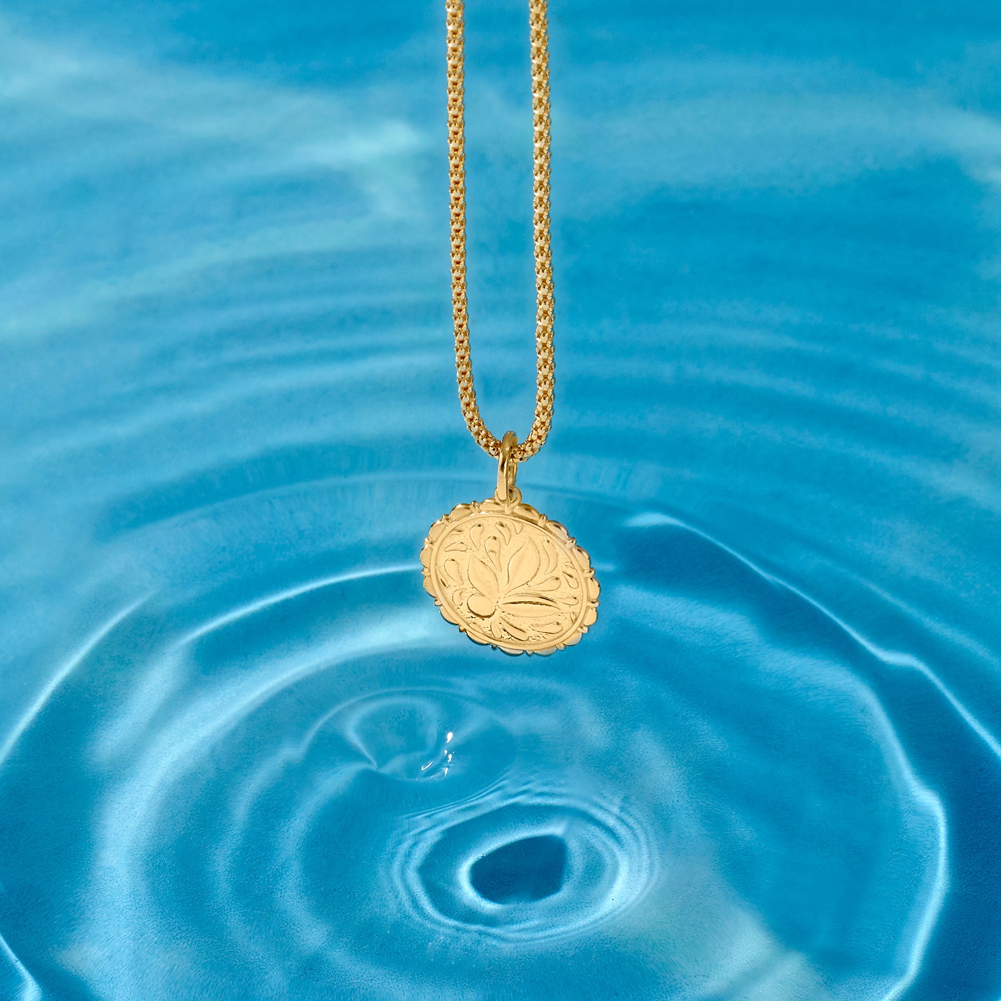 Women's 14k Solid Gold Vintage-Inspired Flower Coin Pendant