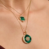 Solid 14K Gold Green Celestial Necklace