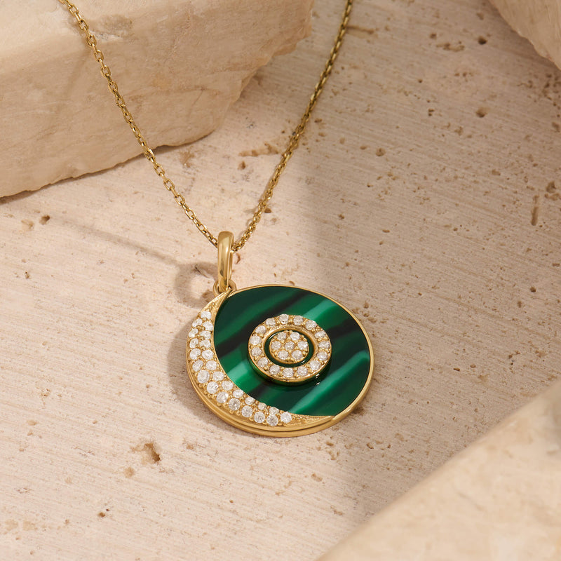 Real 14K Gold Green Celestial Necklace