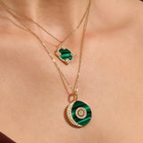 14K Real Gold Green Shamrock Coin Necklace