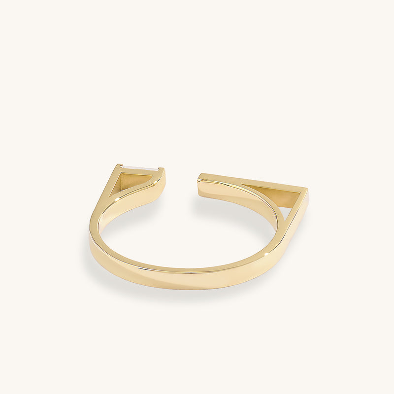 14K Solid Gold Green Enamel Bar Stacking Ring