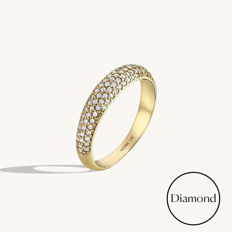 Minimalist Diamond Pave Dome Ring in Gold