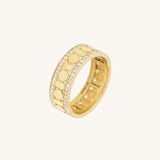 14K Solid Gold Rectangle and Circle Band Ring