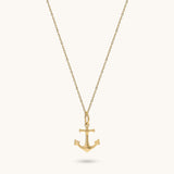 Women's 14k Solid Gold Anchor Necklace