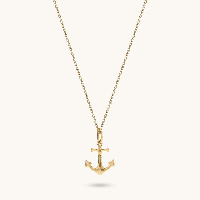 Women's 14k Solid Gold Anchor Necklace