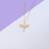 14k Real Gold Angel Sword Necklace for Women