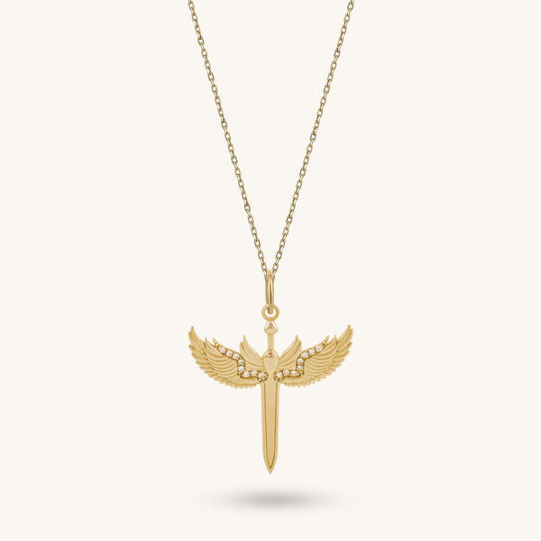Angel Sword Necklace in Gold
