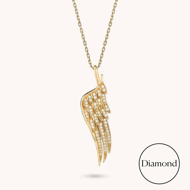 0.27ctw Angel Wing Diamond Necklace in 14K Solid Gold