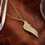 14K Yellow Gold Diamond Pave Angel Wing Necklace