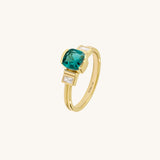 Art Deco Arctic Green Ring in Gold