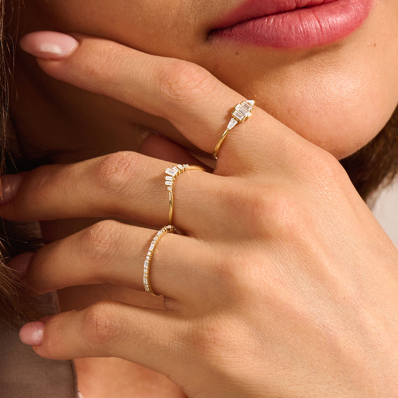 14k Solid Gold Art-Deco Inspired Baguette Ring