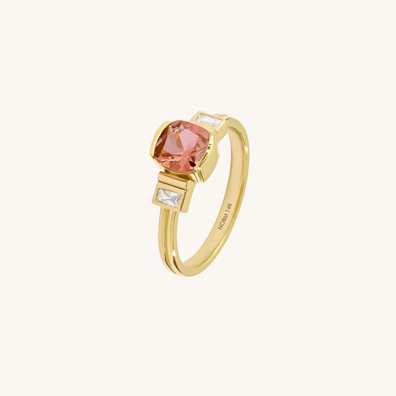 Art Deco Padparadscha Ring in Gold