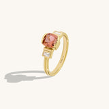 Art Deco Padparadscha Engagement Ring in 14K Real Gold