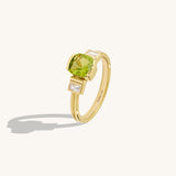 14K Real Gold Art Deco Lab-Grown Peridot Ring