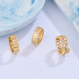 14K Solid Yellow Gold Art Deco-Inspired Pave Band Ring