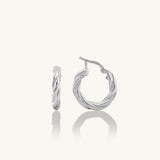 Women's Auger 14k White Gold Hoop Earrings