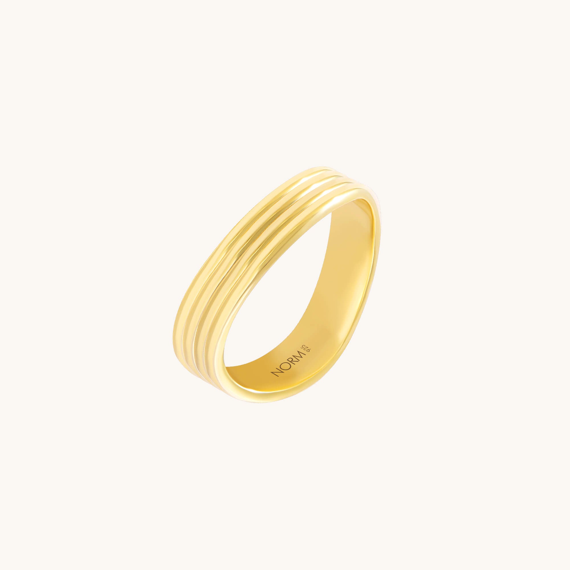 Wave Band Ring in Yellow Gold Vermeil on 925 Sterling Silver for Women