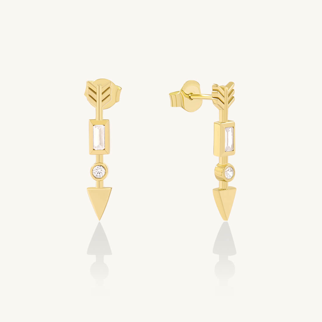 Baguette Arrow Earrings in Solid Gold
