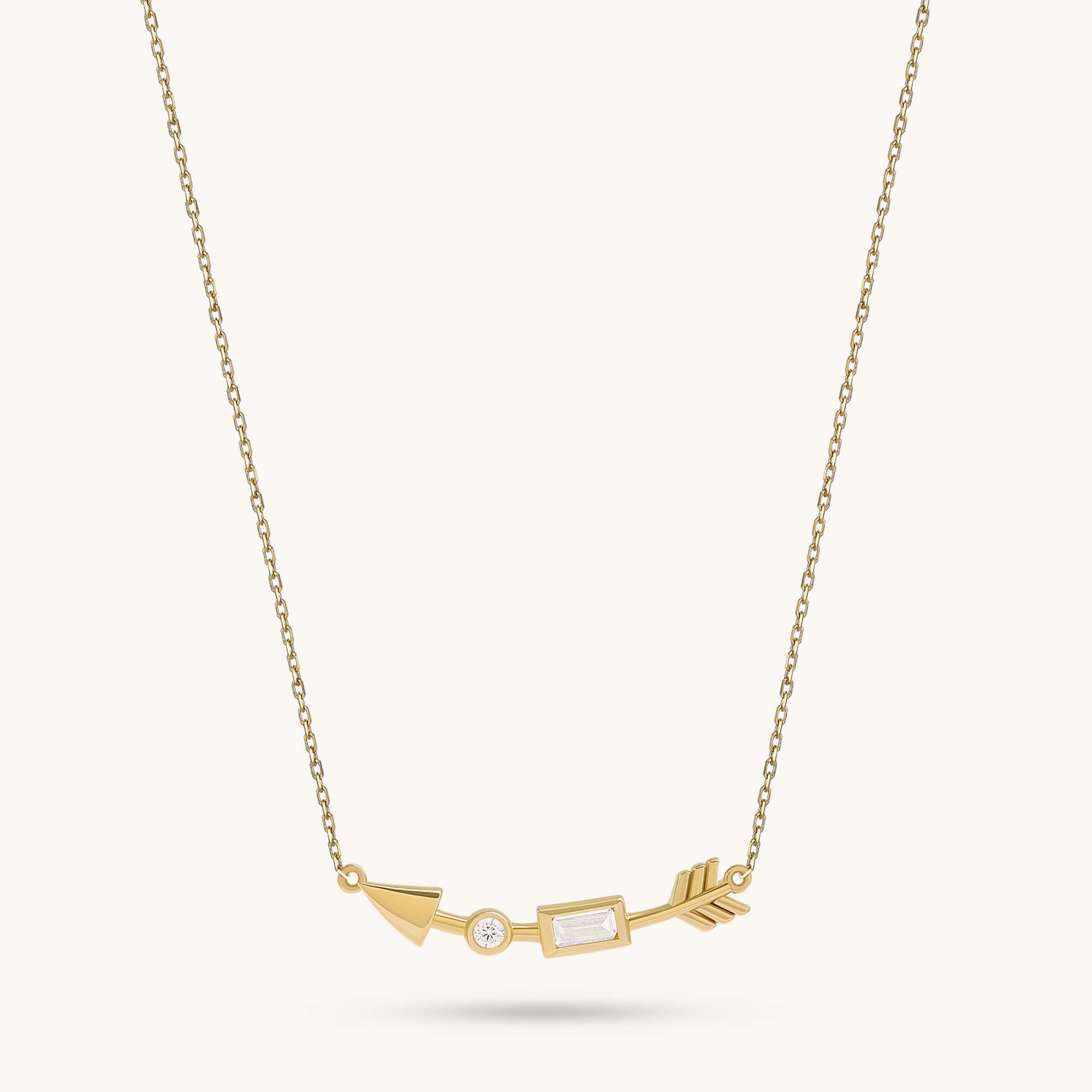 Baguette Arrow Necklace in Solid Gold