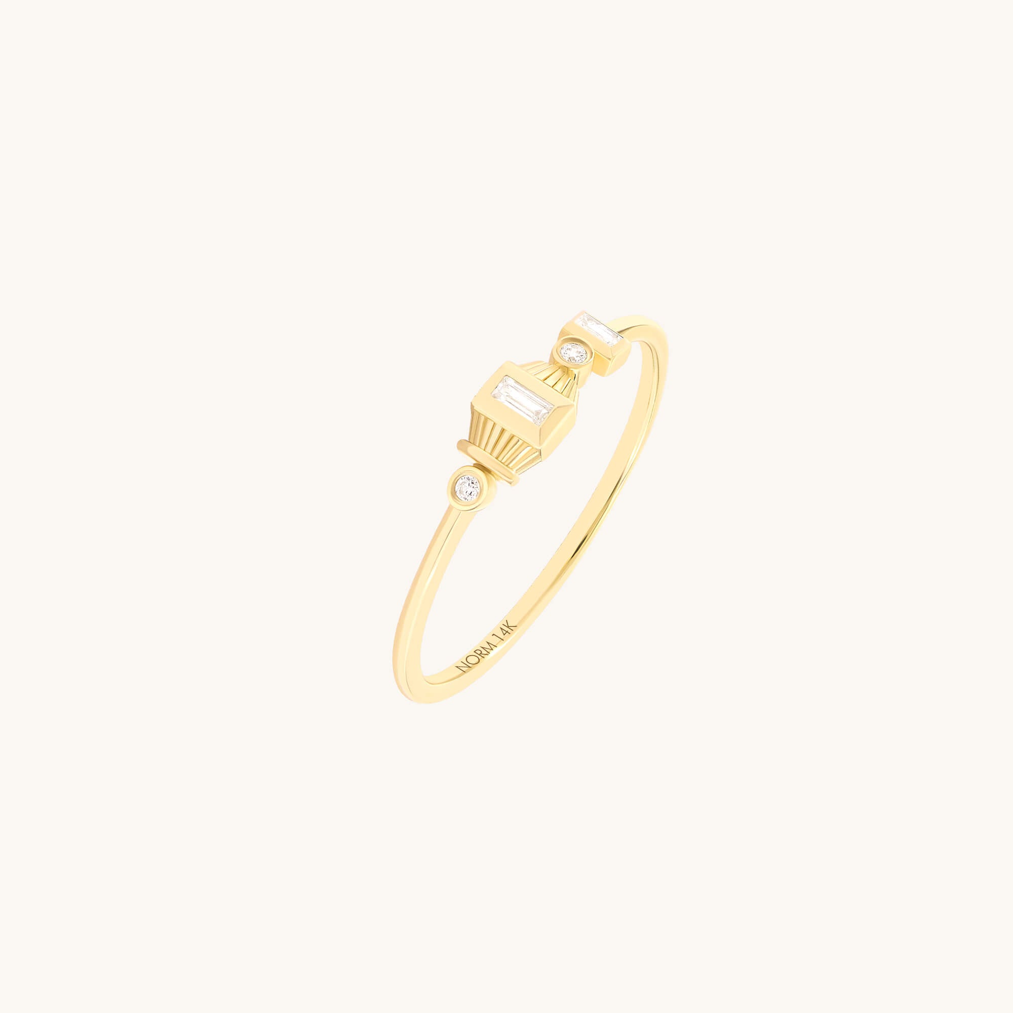 Solid Gold Baguette Art Deco Ring