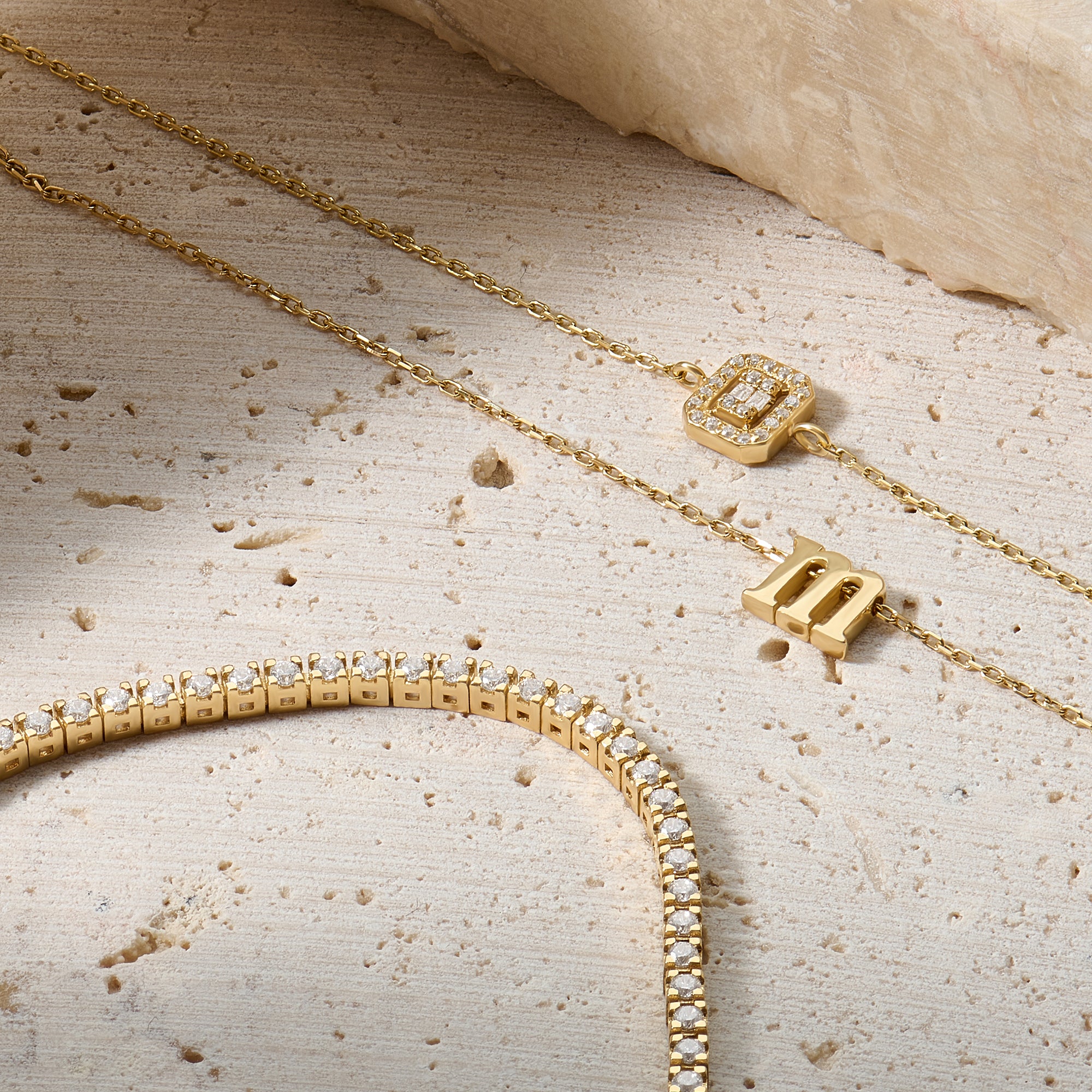 14K Real Yellow Gold Bridal Baguette Bracelet