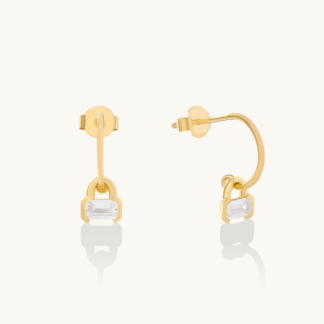 24K Gold Vermeil Baguette Charm Earrings