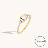 Women's Three Stone Diamond Ring in 14K Solid Gold