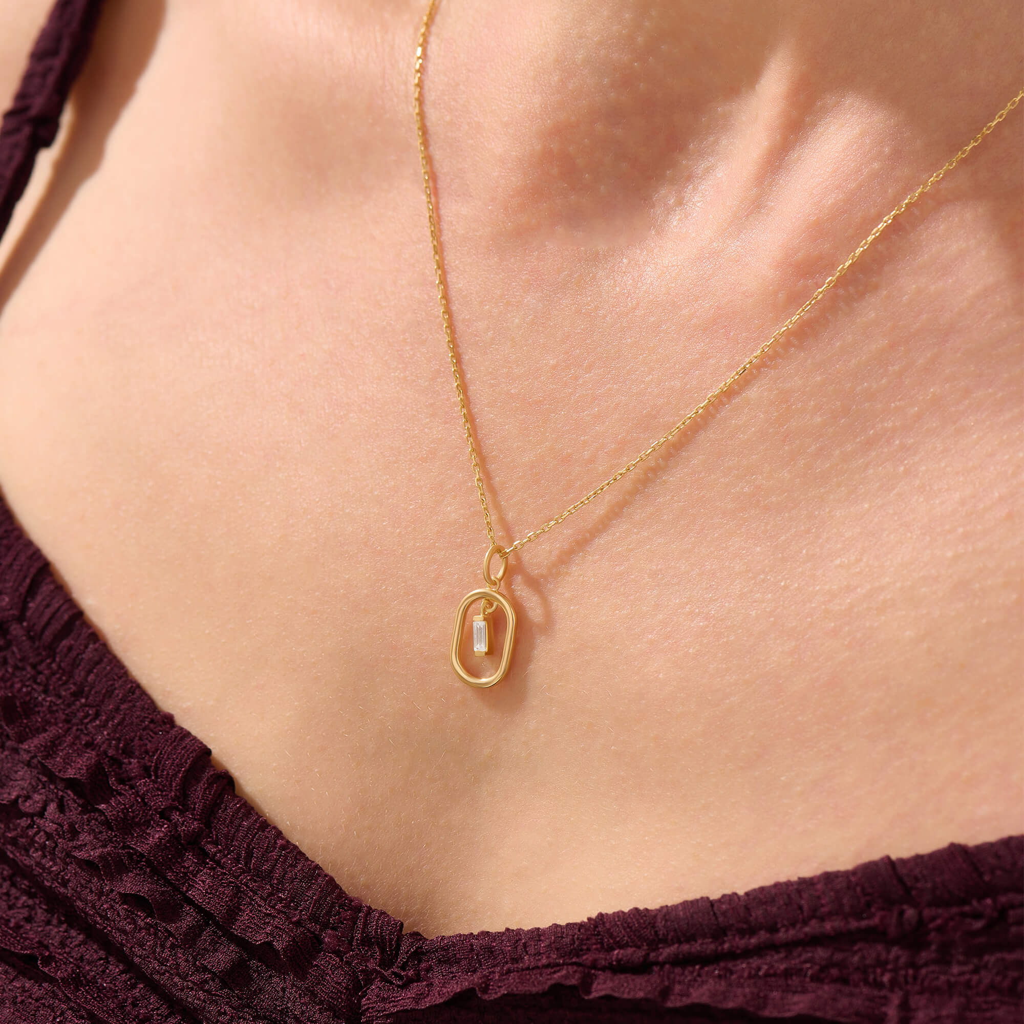Women's 24K Vermeil Baguette Frame Necklace