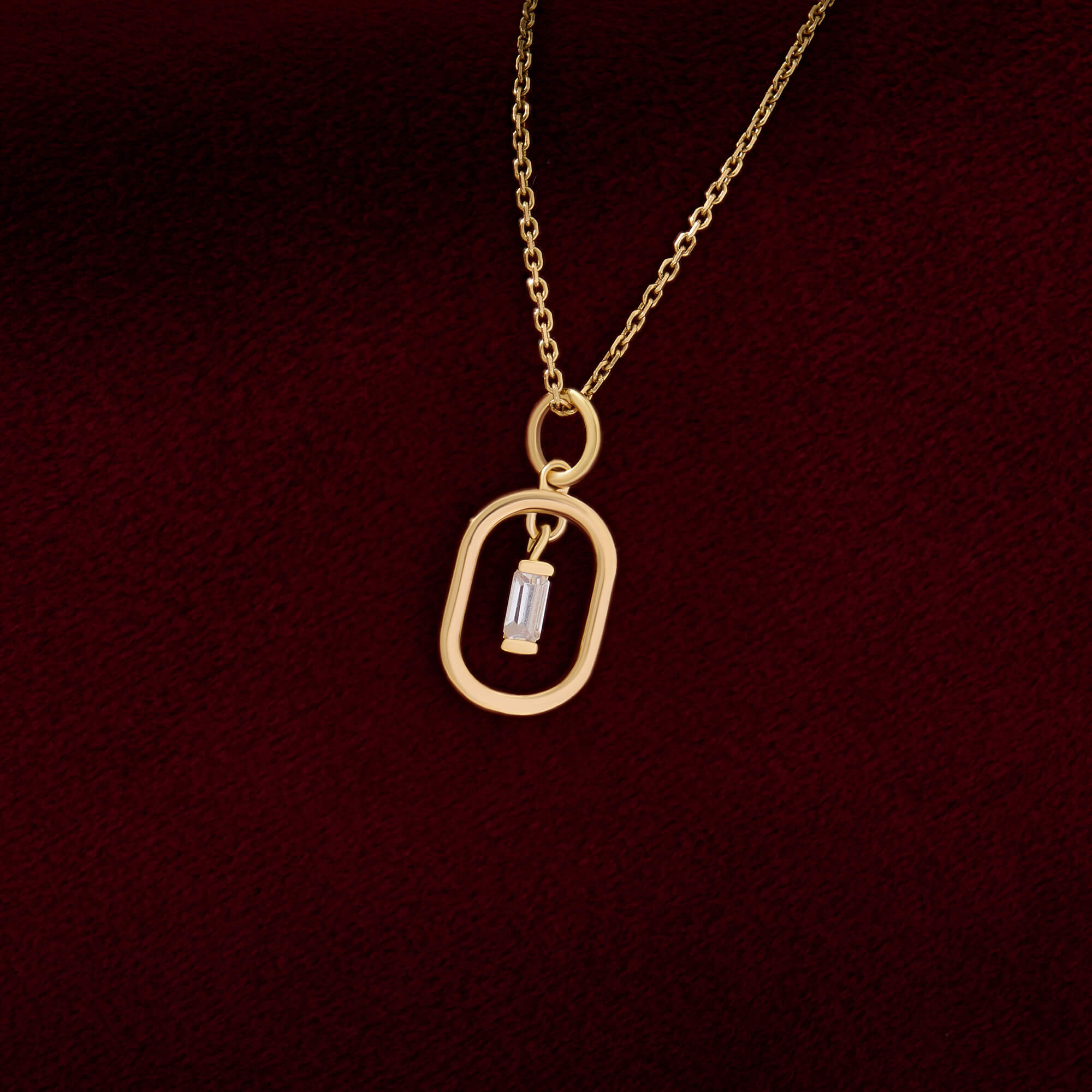 Vermeil Baguette Frame Necklace