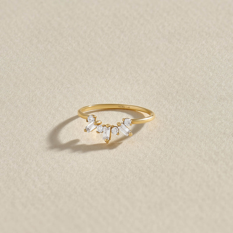 Women's Baguette Stacking Ring in 14k Solid Gold