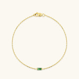 Baguette Birthstone Bracelet in 14K Solid Yellow Gold