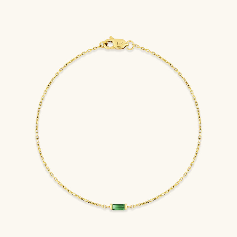 Baguette Birthstone Bracelet in 14K Solid Yellow Gold