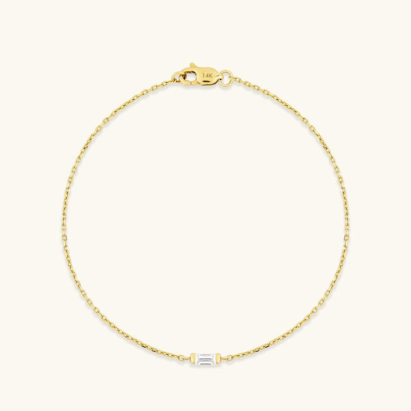 14K Solid Gold outlet Aquamarine Baguette Bracelet, Minimalist Bracelet, Dainty Bracelet, Gift For Her