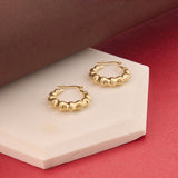 Women's 14k Real Yellow Gold Bamboo-Inspired Earrings