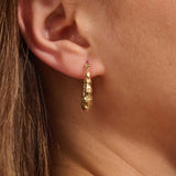 Women's 14k Real Gold Bamboo-Inspired Earrings