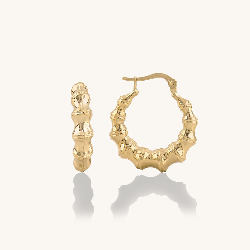 Women's 14k Gold Bamboo-Inspired Earrings