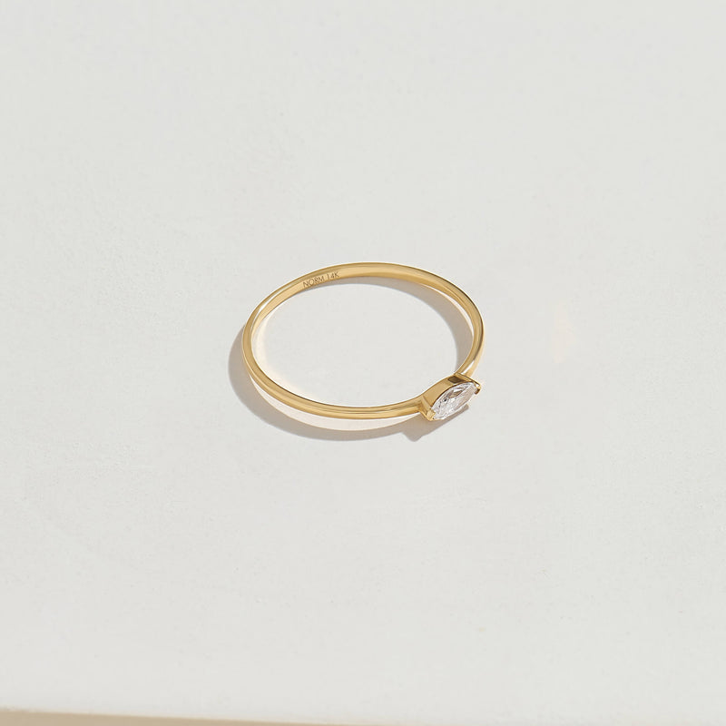 14K Real Gold Basic Marquise Ring