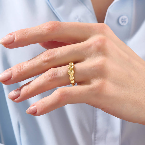 Women's Bead Ball Ring in 24K Gold Vermeil Plating on Solid Silver
