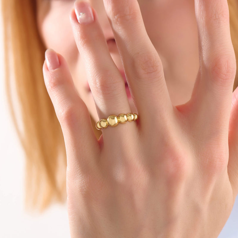 Women's Beaded Design Ring in 24K Gold Vermeil Plated Sterling Silver