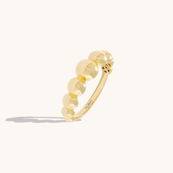 24K Gold Plated Vermeil Bead Ball Ring in Solid Silver