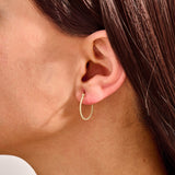 Women's Beaded Hoop Earrings in 14K Real Gold